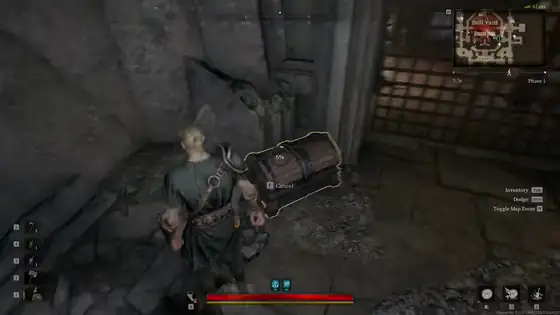 Loop of Mistfall Hunter looting gear during an extraction run in dark fantasy ruins